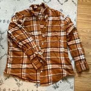 Madewell Orange Plaid Button-Up Shirt